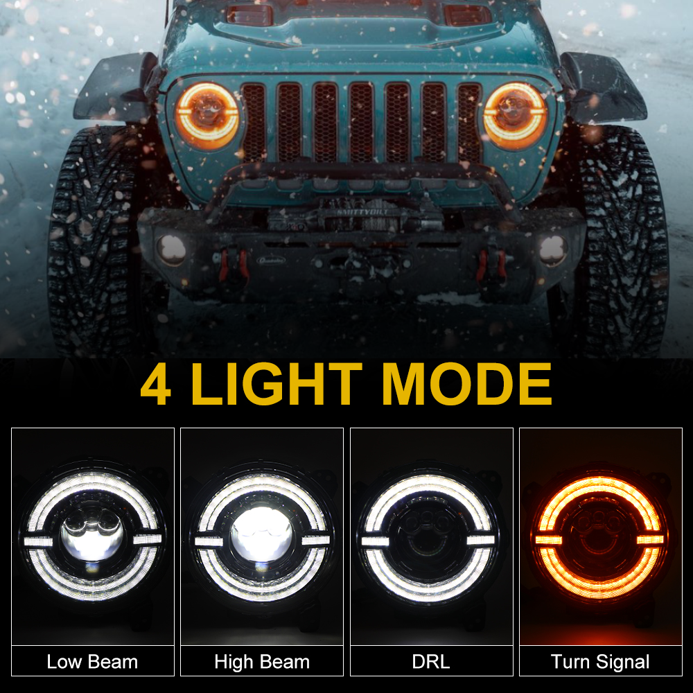 Jeep Wrangler JL LED Headlights with High Low Beam DRL and Turn Signal
