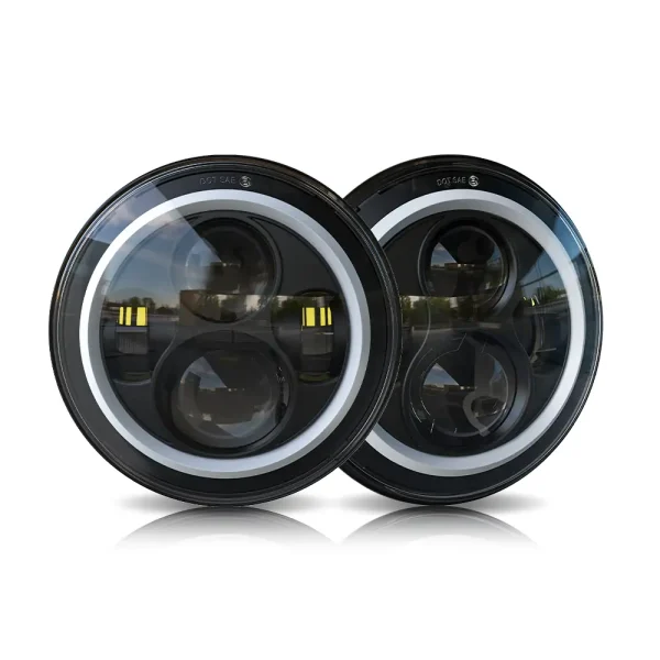 7 inch LED Round Headlight With Halo Ring For Jeep JK JL JT